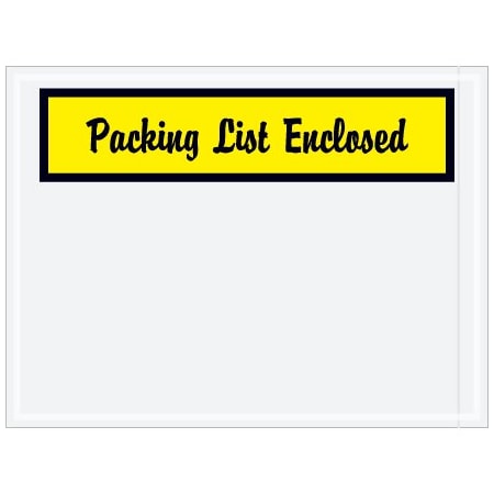 Bsc Preferred 4-1/2 x 6'' Yellow Panel-Face Script ''Packing List Enclosed'' Envelopes, 1000PK PL443